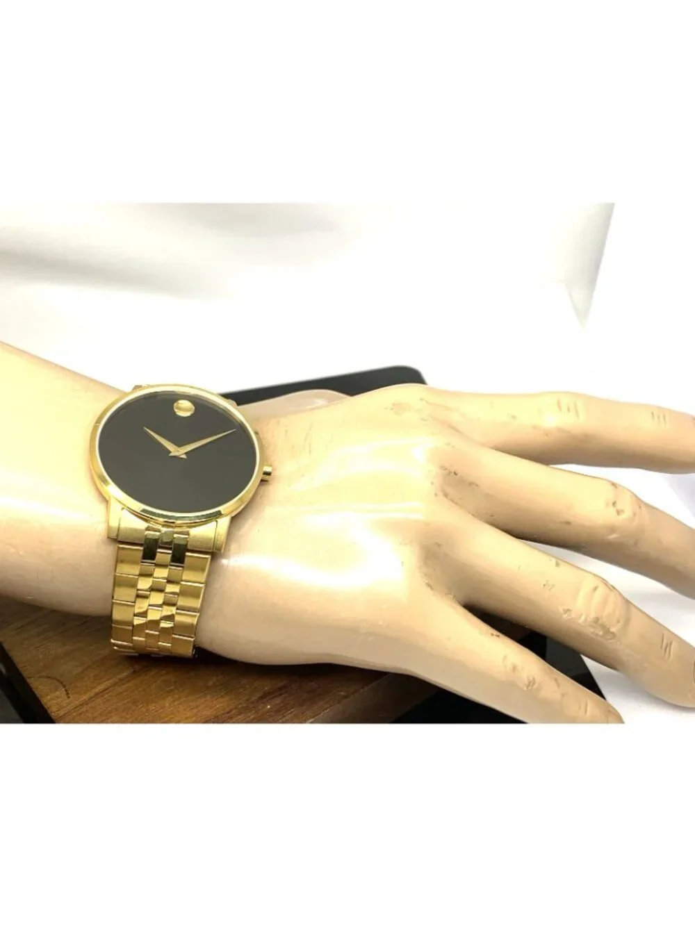 Movado Men's Watch 0607203 Museum Black Dial Swiss Quartz Gold Steel 40mm